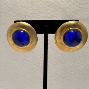 Vintage Blue and Gold Earrings